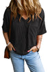 Corded V Neck Chest Pocket Loose T-shirt